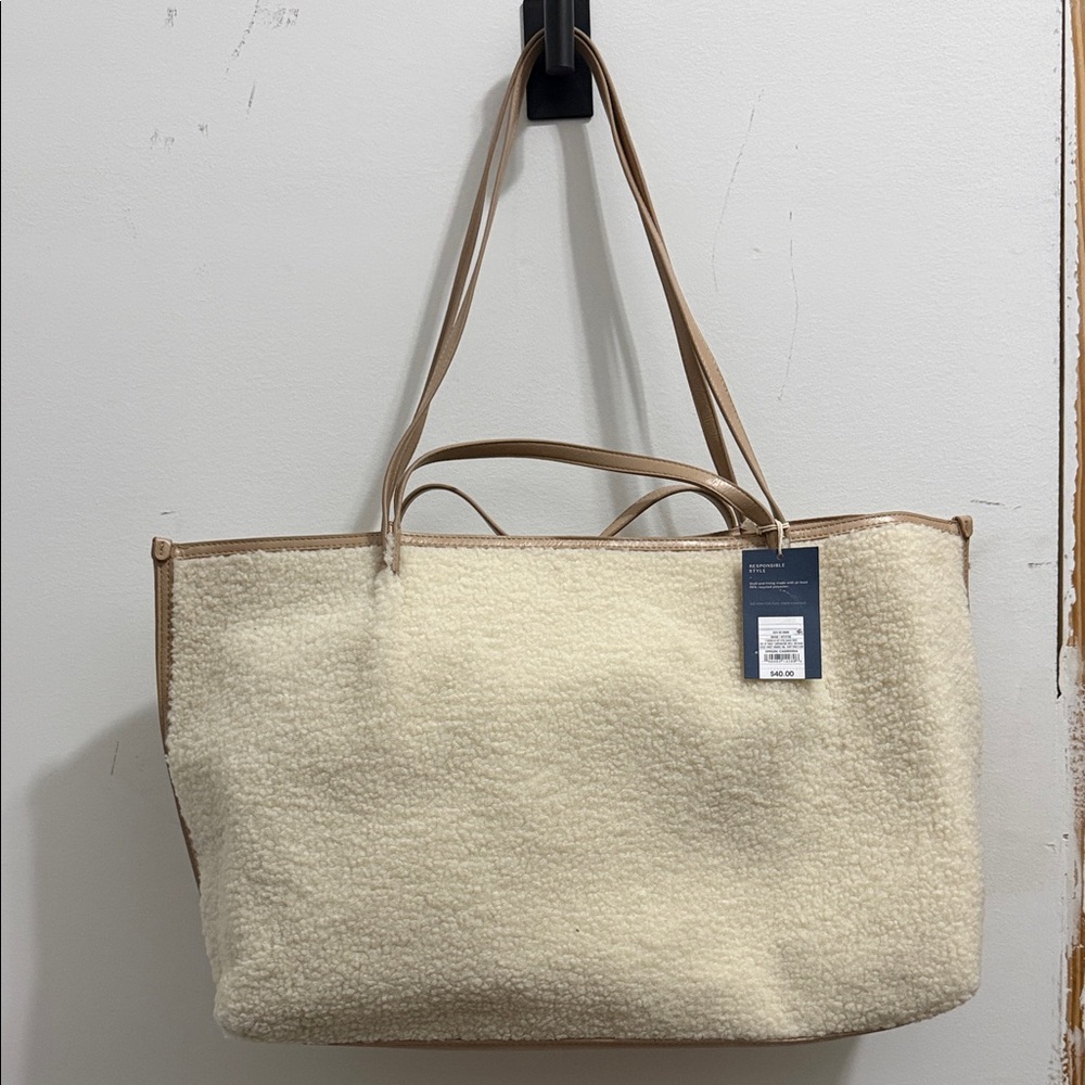 Universal Thread Cream Tote with Tan Handles